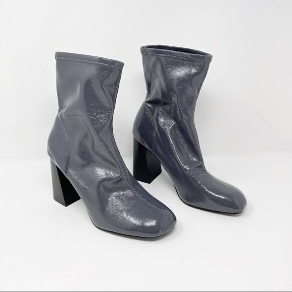 Topshop Brody Grey Stretch Sock Heeled Boots - Picture 1 of 10